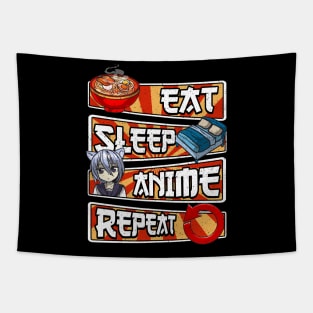 Eat Sleep Anime Repeat Cute Anime Obsessed Tapestry