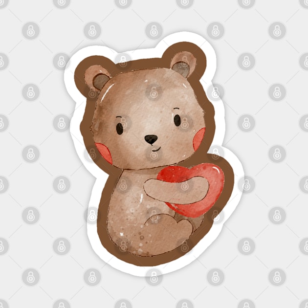 Cute Valentines Day Teddy Bear Magnet by MutchiDesign