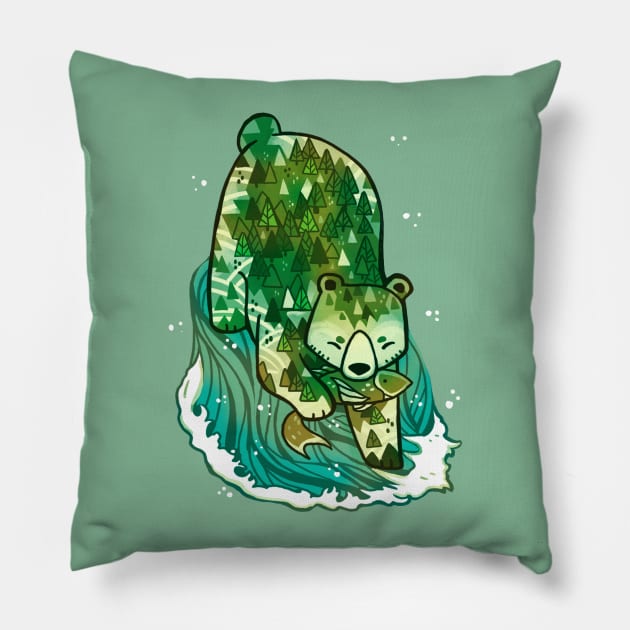 Forest Spirit Bear Pillow by MichelleScribbles