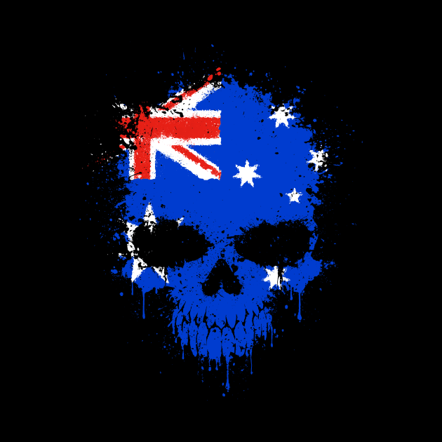 Chaotic Australian Flag Splatter Skull by jeffbartels