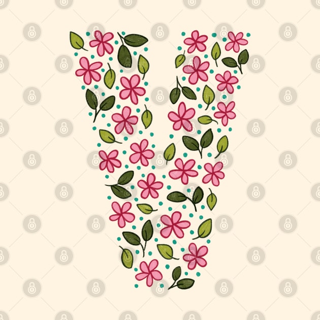 Floral Monogram Letter V by SRSigs