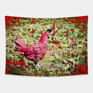 Chicken pink black comb / Swiss Artwork Photography Tapestry