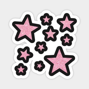 Light Pink Faux Glitter Stars Magnet