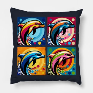 Pop Dolphin Art - Trendy Marine Life Pillow