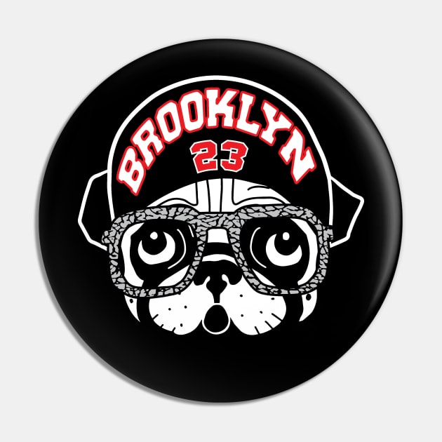 Brooklyn Pug 23 Elephant Skin Glasses Pin by FireflyCreative