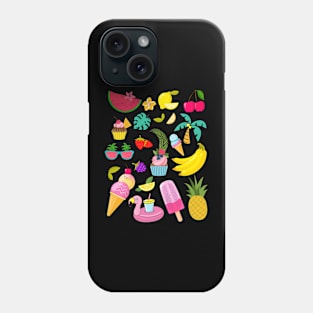 Summer Torpical Fruits Leaves Flamingo Ice Cream Lover Phone Case