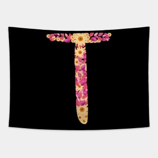 Letter T flowers alphabet colorful T Tapestry