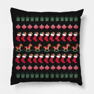 Rocking Horse Ugly Christmas Sweater Pillow