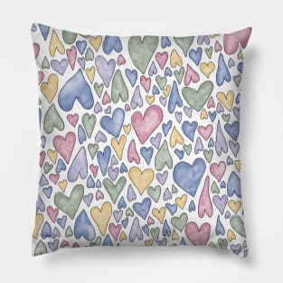 Watercolor Hearts Pillow