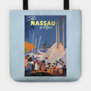 Vintage Bahamas Travel Poster, Nassau by Clipper Tote