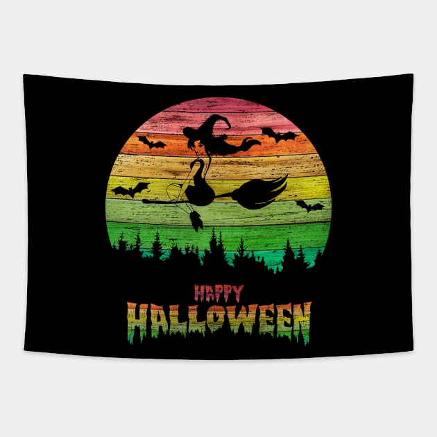 Vintage Halloween Girl Witch Tapestry by anbartshirts