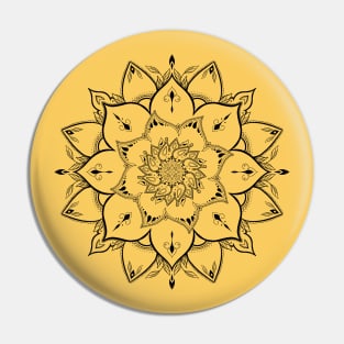 Black floral mandala line work Pin