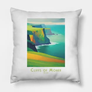 Ireland Cliffs of Moher Vibrant Landscape Pillow