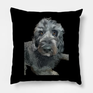 long haired gray dog-vector art Pillow