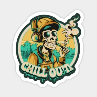 Hip Hop Skull Chill Out Artwork smoking weed Magnet