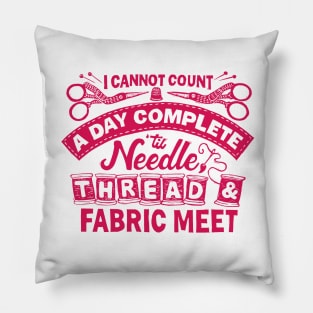 Sewing Needle thread and fabric Pillow