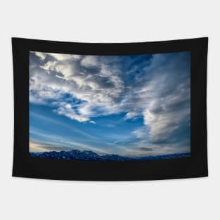 Cloudy Sky Over the Flatiron Mountains Tapestry