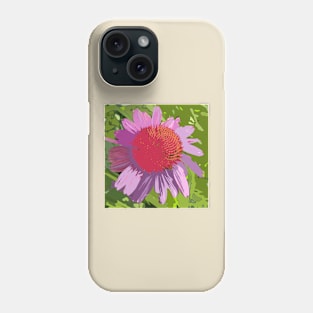 Echinacea, purple flower, green leaves, photography digitally modified Phone Case