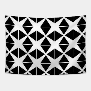 star shapes abstract black and white tile pattern Tapestry