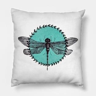 Dragonfly with green background Pillow