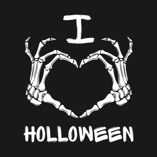 I love Halloween Cute Skeleton Heart Hands Shirt T-Shirt