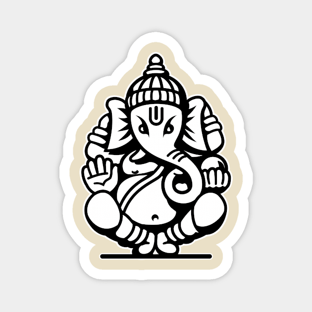 Ganesh Ganesa Ganapati Elephant 4 (black white) Magnet by Mystic-Land