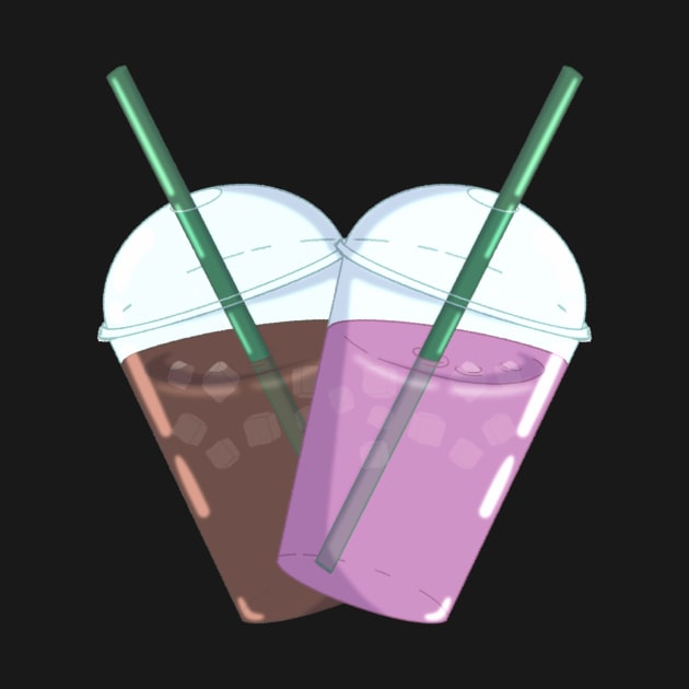 Iced Coffee & Pink Milk Heart by Raquel