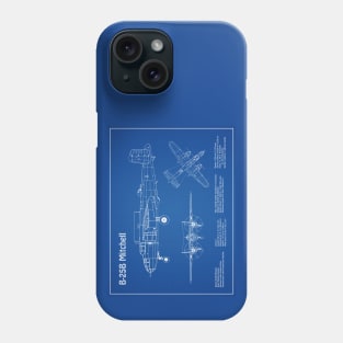 B-25B Mitchell Doolittle - Airplane Blueprint - AD Phone Case