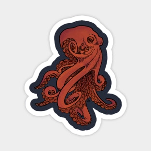 Red Octopus Illustration Magnet