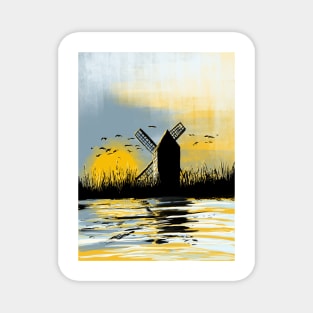 Windmill in the sunset Magnet