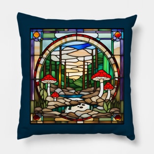 Amanita Forest Stained Glass Pillow