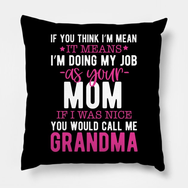 If you think I'm mean it means I'm doing my job as your mom if I was nice you would call me grandma Pillow by mohamadbaradai