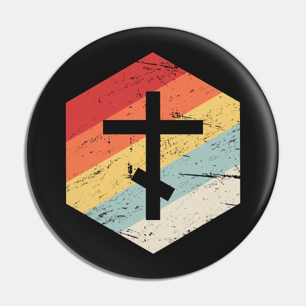 Orthodox Church Cross | Retro Christian Icon Pin by MeatMan