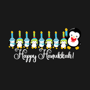 Happy Hanukkah Penguins Menorah Funny Christmas T-Shirt