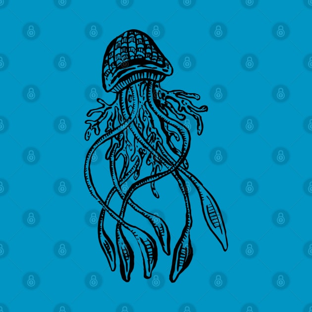 Jellyfish Illustration, Floating in the Sea by Squeeb Creative