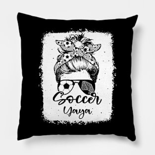 Soccer Yaya Vintage Leopard Messy Bun Bleached Pillow