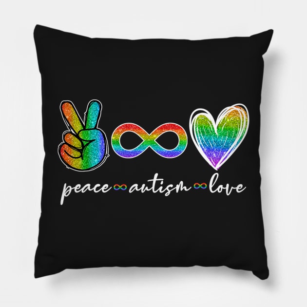 Peace Autism Love Infinity Symbol Autism Awareness Pillow by ShariLambert