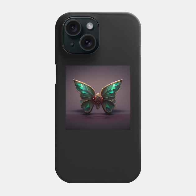 emerald butterfly 03 Phone Case by heartyARTworks