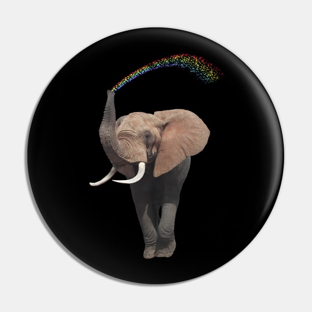 Elephant with rainbow - Elephants in Africa Pin by T-SHIRTS UND MEHR