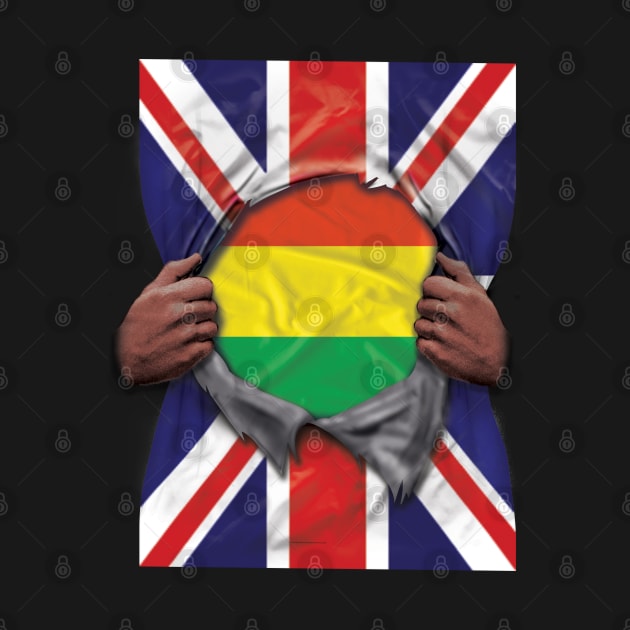 Bolivia Flag Great Britain Flag Ripped - Gift for Bolivian From Bolivia by Country Flags