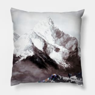 Panoramic View Of Everest Mountain Painting Pillow