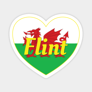 Flint Wales UK Wales Flag Heart Magnet