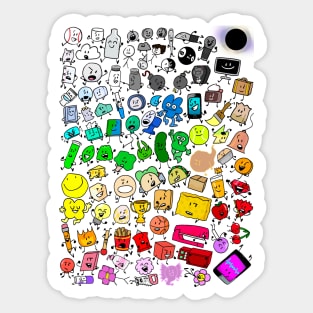 BFDI All Characters (Rainbow) - Bfb - Sticker