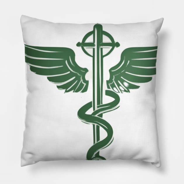 Caduceus Pastel Green Shadow Silhouette Anime Style Collection No. 205 Pillow by cornelliusy