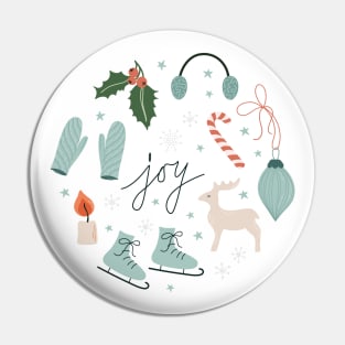 Christmas print with cozy objects. Pin