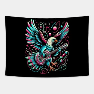 Melodic Wings: Eagle Strumming Guitar Tapestry