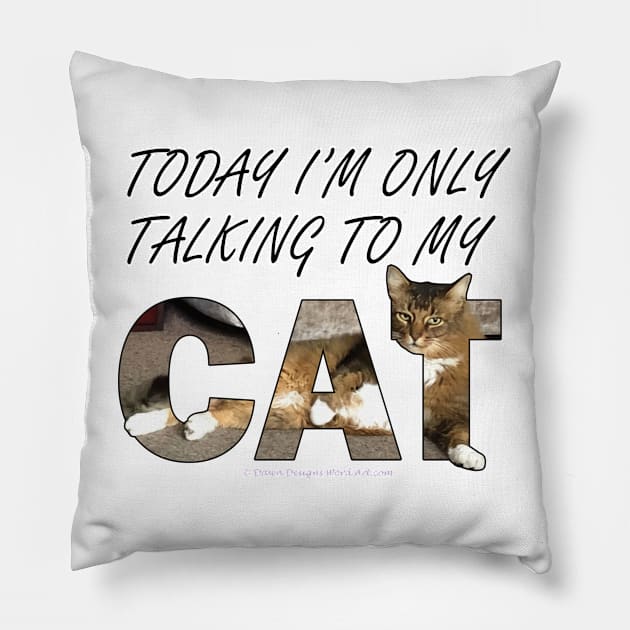 Today I'm only talking to my cat - Somali Abyssinian long hair cat oil painting word art Pillow by DawnDesignsWordArt