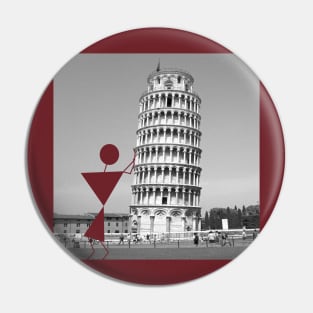 Warli man at the Leaning Tower of Pisa Pin