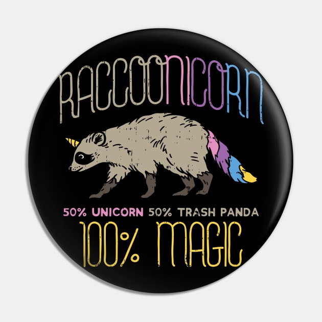 Raccoon Unicorn T-Shirt magic trash panda Pin by biNutz