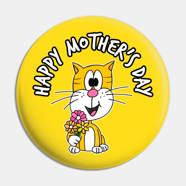 Mother's Day Cat Mothering Sunday Pin by doodlerob